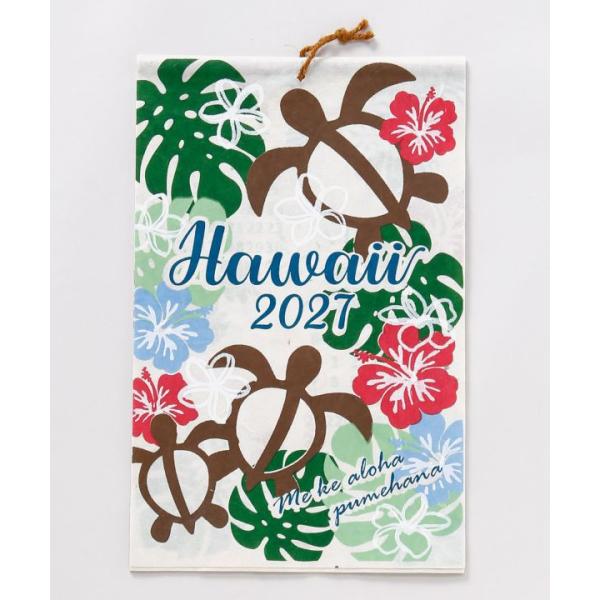 2027年 ハワイアンカレンダー 2027 HAWAII 4NSP6302 カレンダー 壁掛け ホヌ ハワイアンキルト モンステラ ハワイカレンダー ハワイアン雑貨 海亀 ハワイ