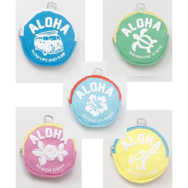 ハワイアンポーチ アイカネラウンドポーチ 42VP5103 ハワイアン小物入れ  ハワイ 小銭入れ  カラビナ付き ポー ハワイアン雑貨