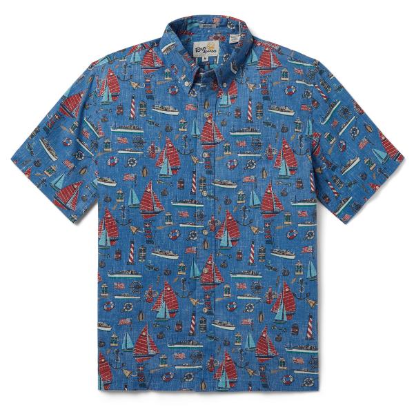 総柄アロハシャツ半袖 × NAVY AMERICA’S Spooner Reyn