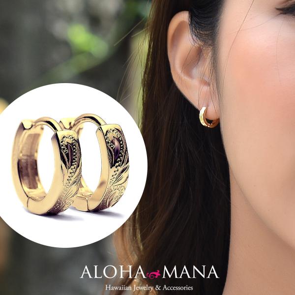 ALOHA MANA ハワイアンジュエリー ピアス k14 ゴールド フープ