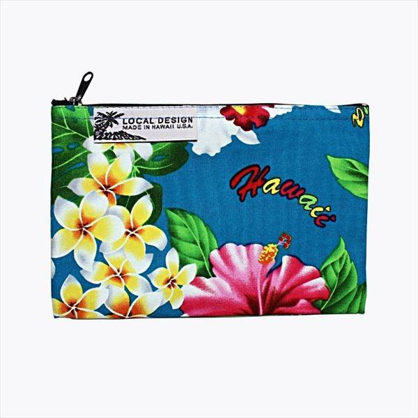 ハワイアン ハイビスカス プルメリア 柄 ポーチ ブルー ポーチ 小物入 ハワイ 雑貨 Hp1027e Aloha Moani アロハモアニ 通販 Yahoo ショッピング