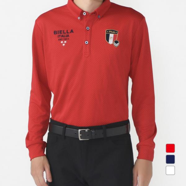 FILA（フィラ） ゴルフウェア 長袖シャツ 秋 冬 ジャガード長袖シャツ