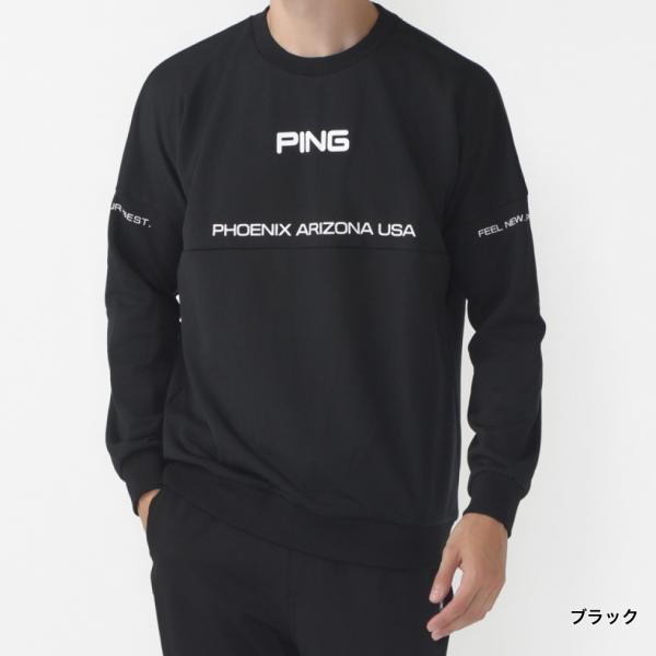 ピン ゴルフウェア 長袖トレーナー 秋 冬 23FWドビードッツ裏起毛