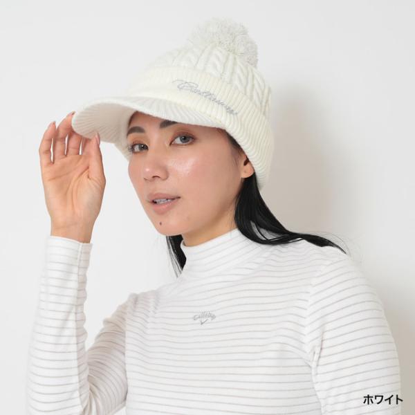 キャロウェイ レディース ゴルフウェア ニット帽子 秋 冬 ラメボンボン付きビーニー C26291217 Callaway