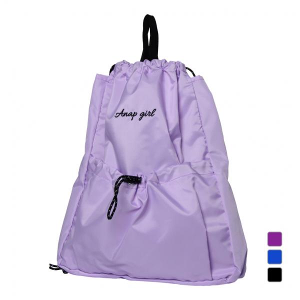※ブラウザやお使いのモニター環境により、掲載画像と実際の商品の色味が若干異なる場合がございます。◇アナップガールのナップサック。ストリートテイストなシンプルデザインがクール。■カラー(メーカー表記)：サックスブルー(SAX)パープル(PUR...
