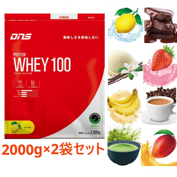 DNS（ディーエヌエス） プロテインホエイ100 2kg 味が選べる 2袋セット
