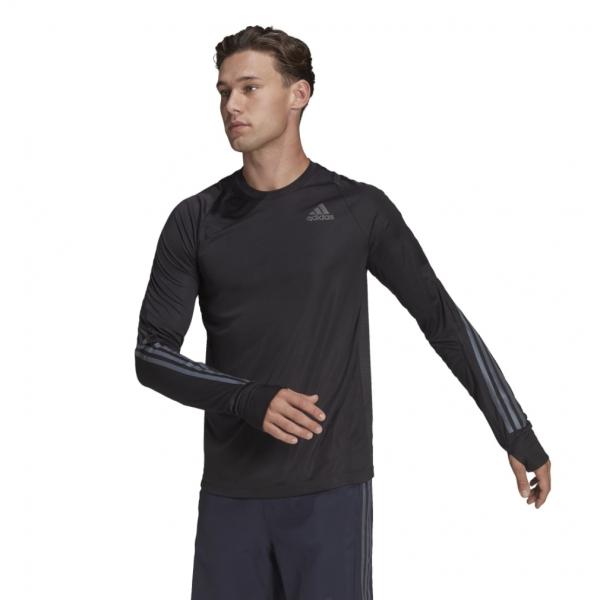 アディダス メンズ 陸上/ランニング スリーストライプス 長袖Tシャツ HB7434 : ブラック adidas
