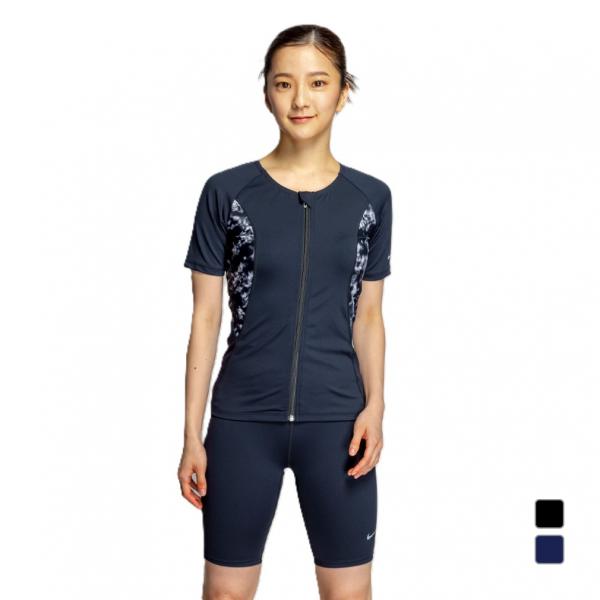 ◇腕をすっきりカバーする袖と、体のラインを美しく引き立てるプリントが特長のセパレートタイプ水着◇トップスはジッパー付きで着脱が簡単、めくれ防止のスナップボタンでトップスとボトムスが留められる仕様。ブラカップ付属。ボトムスは裏地付き、長めの股...