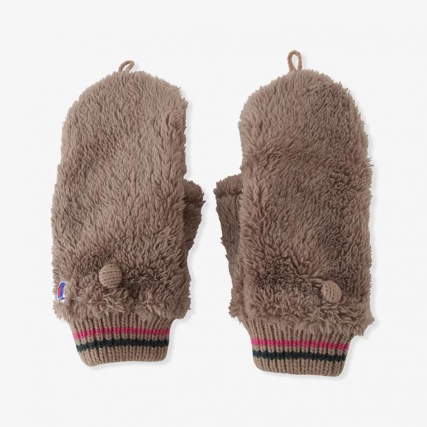 CHANEL 指なし手袋 グレー/ベージュ　グローブ Champion（チャンピオン） レディース 手袋 ボア指無しフードグローブ