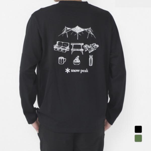 snow peak スノーピーク アウトドア 長袖Tシャツ Gear Printed L