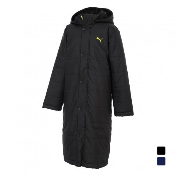 ◇防風、撥水機能付き フーデッド ベンチコート ■カラー(メーカー表記)： ネイビー(16：NEW NAVY) ブラック(01：PUMA BLACK) ■素材： 本体：ポリエステル100％ 裏地：ポリエステル100％ 充填物：ポリエステル1...