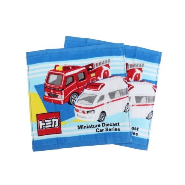 トミカ ハンドタオル 2枚セット ネバー プリントウォッシュタオル かわいい ハンカチ