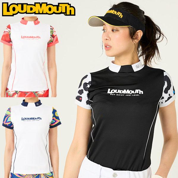 ラウドマウス レディース ゴルフウェア 半袖 柄切替 モック ラウドマウス レディース ゴルフウェア 半袖 柄切替 モック