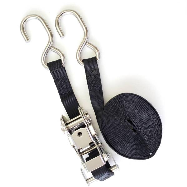 ■スタンダード（補助ベルト付タイプ）ステンレス製なので錆に強い・固定ベルト(補助)：300ｍｍ・巻取側ベルト：4,400ｍｍ・ベルト幅：25ｍｍ