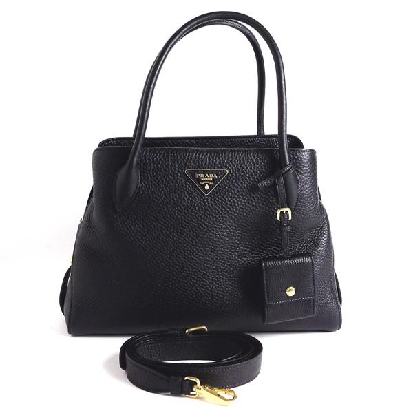 Prada プラダ レディース レザー 2wayハンドバッグ 1ba127 Vit Daino Nero ブラック 新品 Supersport Tn