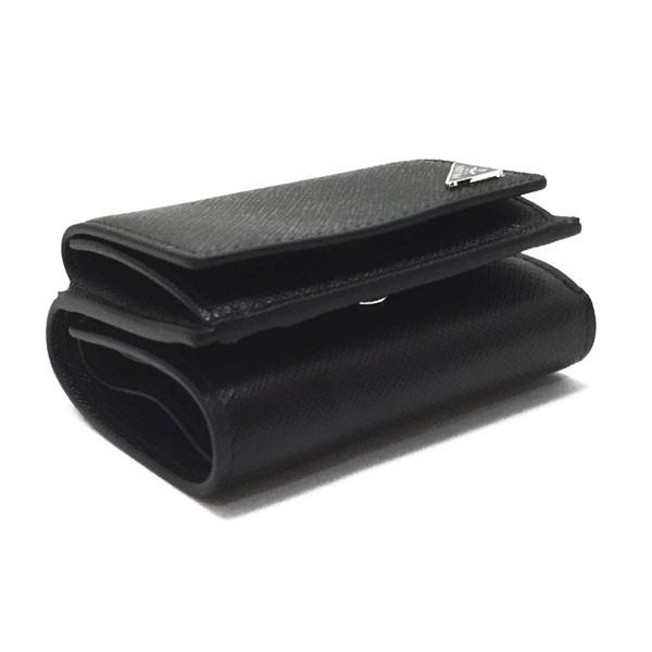 人気no 1 プラダ Prada 財布 メンズ レディース ミニウォレット 2mh021 Qhh F0002 Saffiano Triang コンパクト 三つ折り財布 Nero ブラック 数量限定