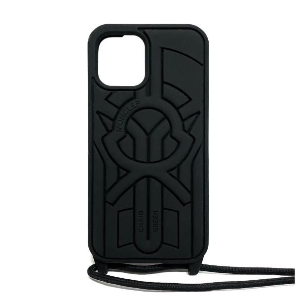 モンクレール 財布 MONCLER iphone 12 PHONE CASE スマートフォンケース 6B700 00 02SWK 999  ネックストラップ スマホケース ブラック