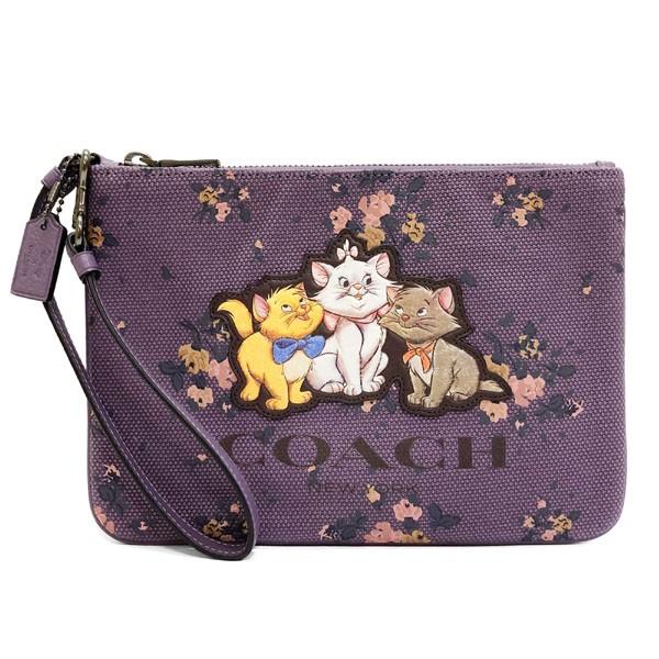 コーチ ポーチ 限定 ディズニー コラボ おしゃれキャット Coach アウトレット Qbor3 レディース キャンバス ポーチ パープル Morenotafurt Com