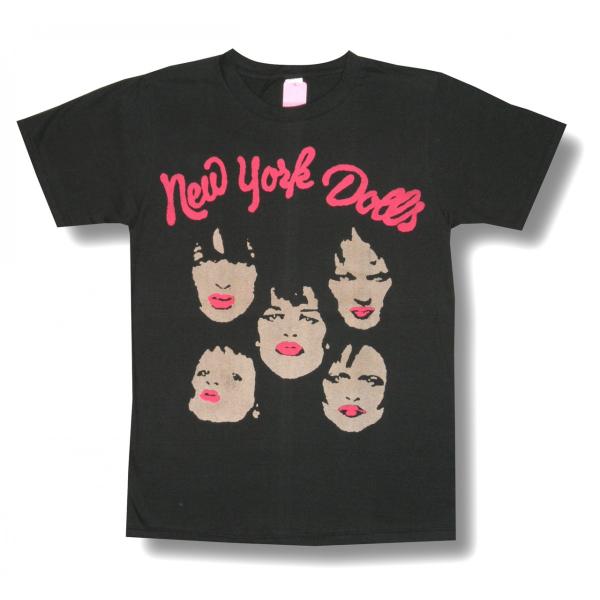 Tシャツ NEWYORK DOLLS ピンクリップ チャコール グレー ロック バンド メンズ レディース 半袖 bny
