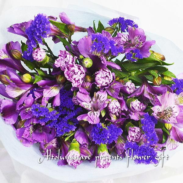 花束 パープル系お祝いの花束 : バラ プレゼント アルトルミナーレ
