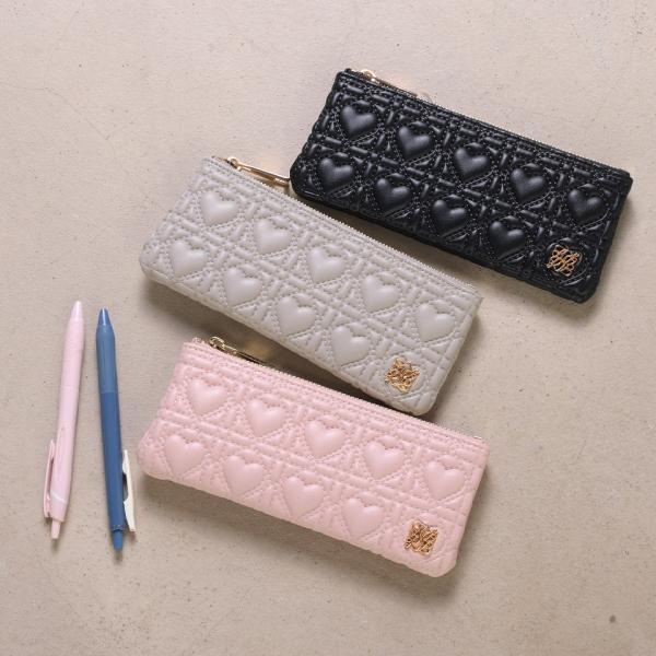ペンケース 筆箱 レディース キルティング ハート スリム ポーチ 小物入れ コンパクト 大人 可愛い 上品 通勤 通学 ロージア ALTROSE