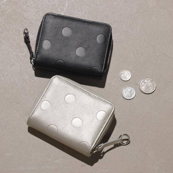 2つ折り財布 2つ折り 小銭入れ お札入れ カード入れ レディース ドット きれいめ 上品 大人可愛い ブラック グレーベージュ シルバー