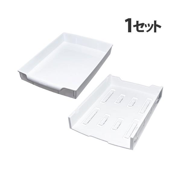 サナダ精工 デスクトップ A4ラック＆トレー 縦型 ホワイト 事務用品 デスク収納 収納 書類 小物 デスクまわり