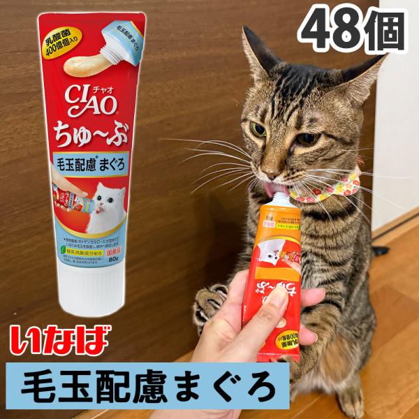 いなば CIAO ちゅ〜ぶ 毛玉配慮 まぐろ 80g×48個 CS-154 猫用 猫用おやつ 愛猫 チャオちゅーぶ 『送料無料（一部地域除く）』