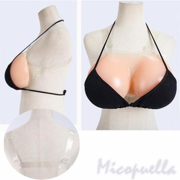 Micopuella 人工乳房 ストラップ シリコンバスト 皮膚付き 女装 胸 
