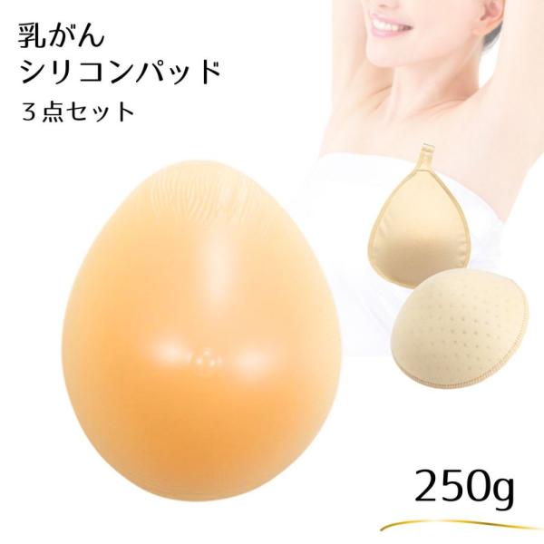 看護師監修 乳がん シリコンパッド 乳がん パッド 人工乳房 水滴型 シリコンバスト 保護カバー 3点セット 乳癌 乳がん 全摘 パット ミコプエラ フック付き250g