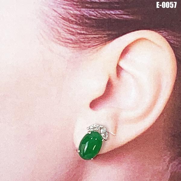 送料無料!! 翡翠風 イヤリング グリーン 楕円型 ひすい ヒスイ CZ