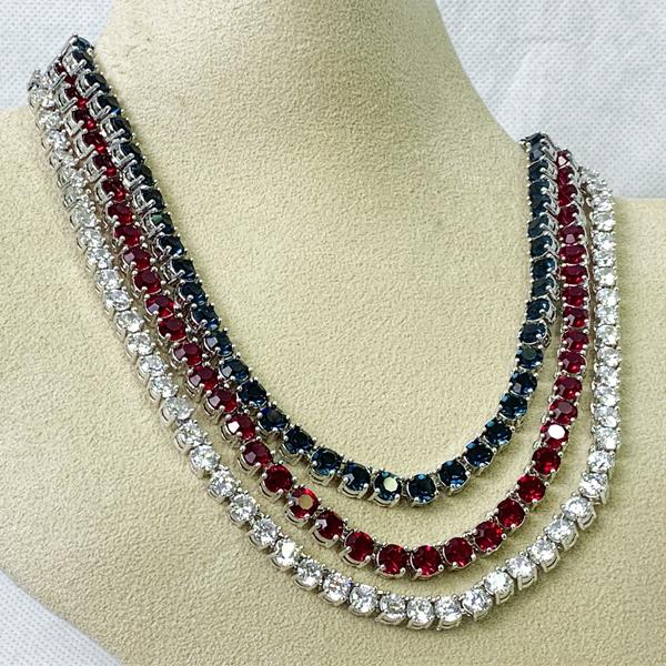 送料無料! 大粒 CZダイヤ 5mm テニスネックレス カラー エレガント
