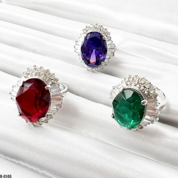 送料無料!! 大粒カラーストーン 15号 CZダイヤモンド デザインリング