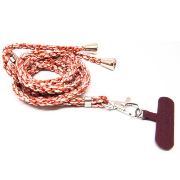 送料無料 大島紬 スマホショルダーストラップ（ブラウンオレンジ系