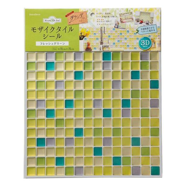 モザイクタイルシールL ウォールステッカー キッチン 洗面所 トイレの模様替え 壁紙デコレーション DIY フレッシュグリーン MT-101 アール【Doco Deco】賃貸 衣替え リフォーム 気分転換 簡単 便利 おしゃれ