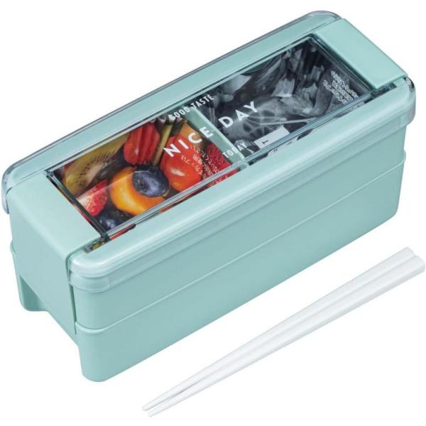 他サイト： 弁当箱 2段 ランチボックス B-1488MTイージーケアランチBOX2段680ml  ミント パッキン一体型の商品画像