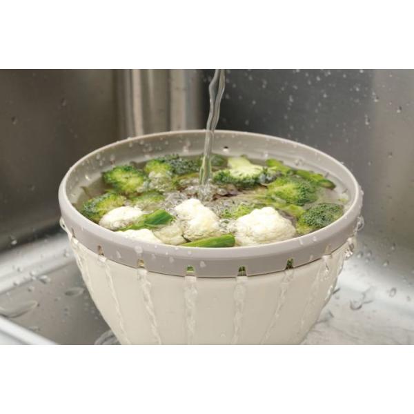 他サイト： TVで話題  リベラリスタ ボールコランダーセット L ホワイト リス ザルとボールセット シンプル モノトーン おしゃれ かわいい キッチンツール 便利 ざる ボウルの商品画像