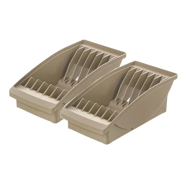 【商品名】 トトノ 棚置き用 ディッシュスタンド お皿立て R ワイド ブラウン キッチン収納 食器収納 便利 おしゃれ  【×2個セット】 【サイズ】14×28×9.5H(cm)【素材】ポリプロピレン【生産国】日本【お手洗い方法】食洗機対...