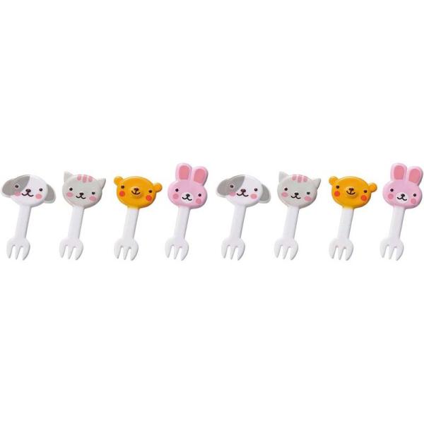 アニマル フォークピック 8本入 うさぎ・いぬ・ねこ・くま お子様も使いやすい 弁当 P-3603 トルネ【×2個セット】