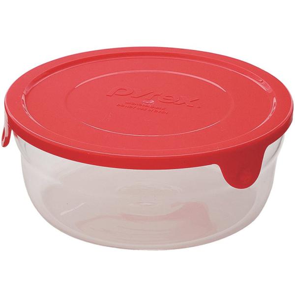 パイレックス 保存容器 CP8603 PYREX サーブ&レンジ 500ml 丸 レッド CP-8603 おしゃれ ガラス