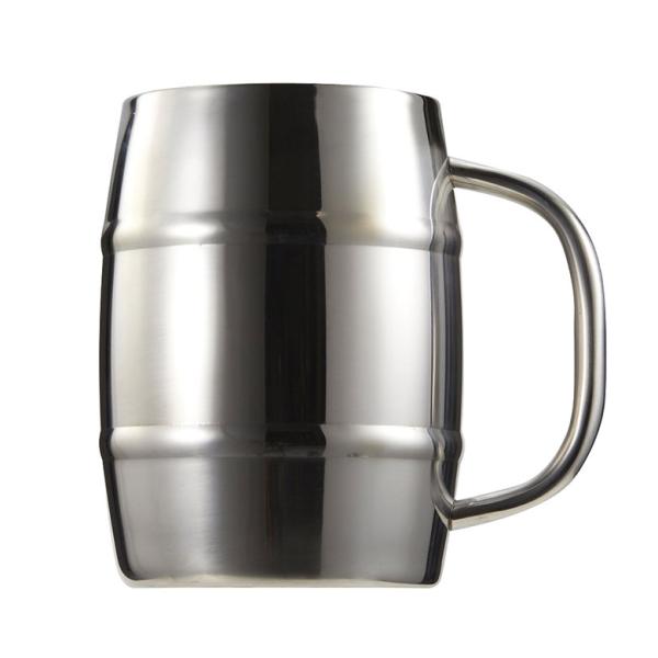 他サイト： キャプテンスタッグ CAPTAIN STAG ビール ジョッキ コップ 樽型 メガジョッキ ダブルステンレス 1L UH-2001 ライムグレー アウトドア レジャー コップ マグカッの商品画像