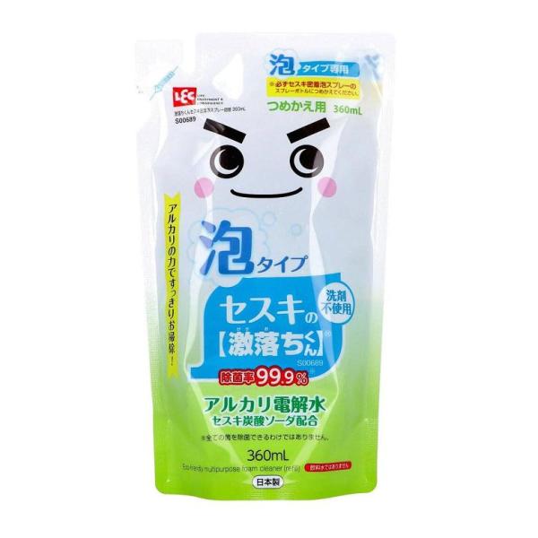 セスキの激落ちくん 密着泡スプレー 詰め替え 360ml 洗浄 除菌 消臭 アルカリ電解水 + セスキ炭酸ソーダ 詰替 360ml つめかえ  LEC レック