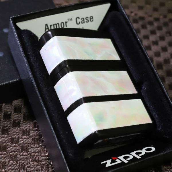 限定ZIPPO 3面加工 アーマーシェル3ライン ブラック 100個限定 天然貝 職人仕立て 人気 限定ジッポ プレゼント 高級 レア Armor zippo 黒 かっこいい ライター