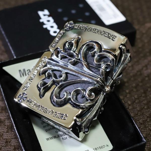 ZIPPO 超重厚 メタルジャケット サイドクロス シルバー 5面装飾 人気 
