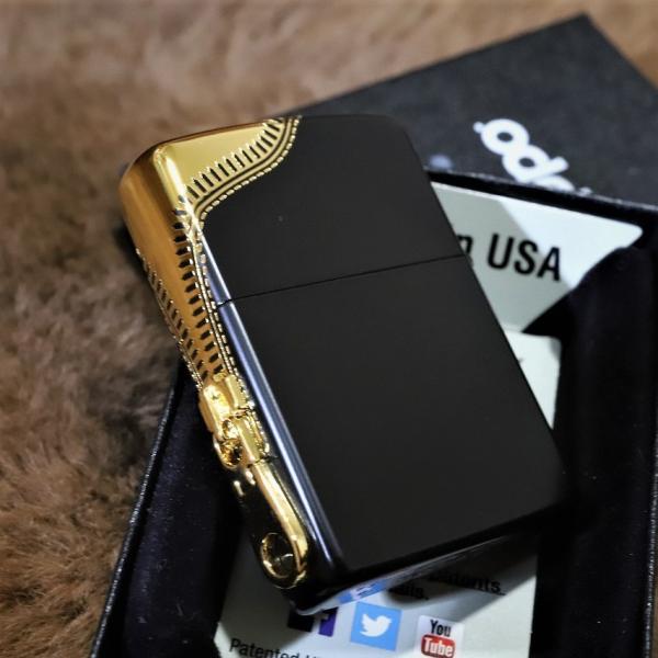 サイドジッパー ブラック＆ゴールド ZIPPO 黒 金 ブランド ライター