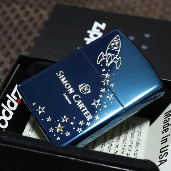 SIMON CARTER ジッポーライター 青色 ロケット サイモンカーター オイルライター おしゃれ プレゼント 人気 ブランド ZIPPO zippo クリスマス 鏡面ブルー