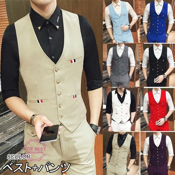 カジュアルスーツ メンズ ベスト パンツ 七分丈 2ピーススーツ セットアップ スーツ 上下 2ピース パーティー 卒業式 細身 春物 春服 Fb For Best 通販 Yahoo ショッピング
