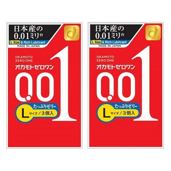 コンドーム オカモト ゼロワン0.01 Lサイズ たっぷりゼリー 3個入 2箱  