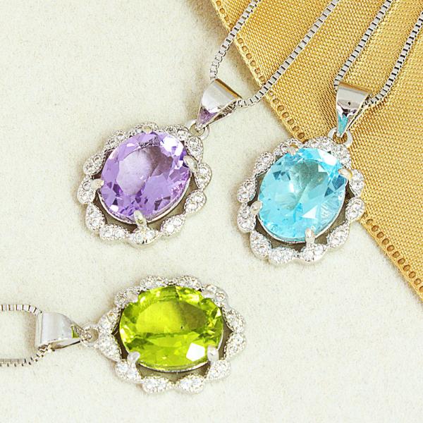 ネックレス レディース 5ct 天然 アメジスト ペリドット ブルー 