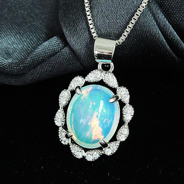 ネックレス レディース【鑑別書付】3ct 天然 レインボーオパール  